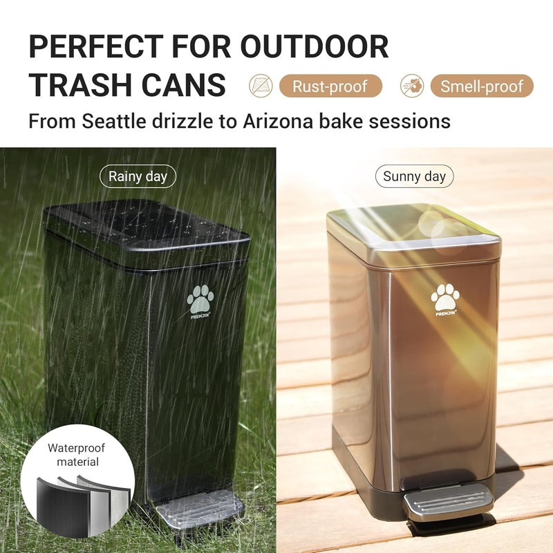 PREMJIN Dog Poop Trash Can Outside with Poop Scooper for Dogs, 12L/3.2Gal Metal Outdoor Garbage Can with Lid Suitable for Small, Medium and Large Dogs (Tungsten Steel) - Image 5